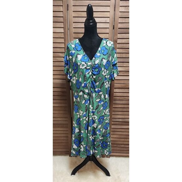 Cabi Women's Green Floral Celebrate Reversible 2-in-1, V-Neck Dress Plus Size 2X - Picture 3 of 9